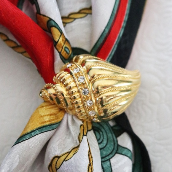 VINTAGE 1992 KENNETH JAY LANE SEASHELL SCARF SLIDE - Picture 5 of 12